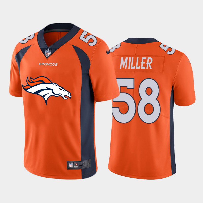 Denver Broncos #58 Von Miller Orange 2020 Team Big Logo Limited Stitched Jersey