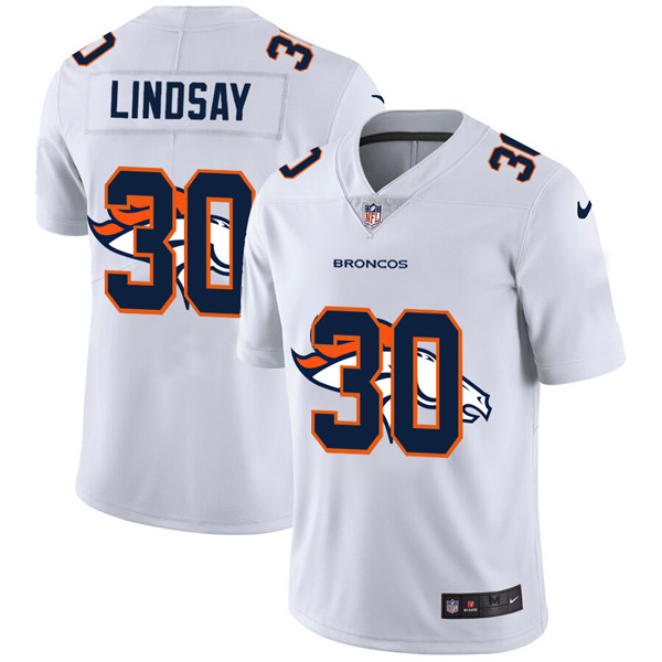 Denver Broncos #30 Phillip Lindsay White Stitched Jersey