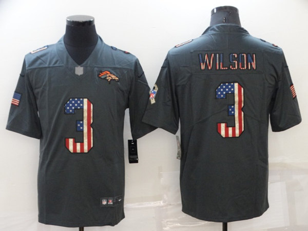 Denver Broncos #3 Russell Wilson Salute To Service USA Flag Fashion Limited Stitched Jersey