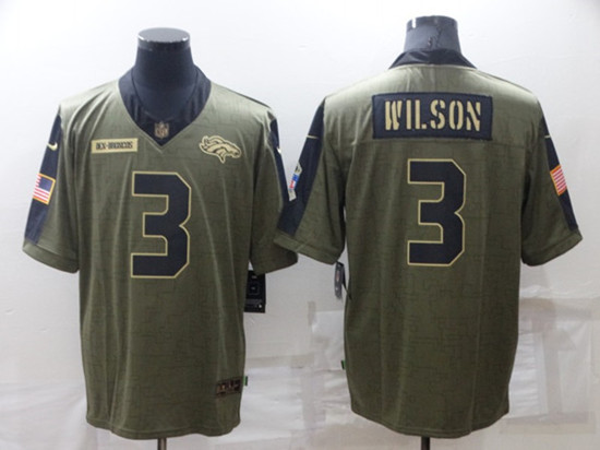 Denver Broncos #3 Russell Wilson Olive Salute To Service Limited Stitched Jersey