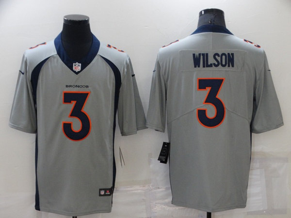 Denver Broncos #3 Russell Wilson Grey Stitched Jersey