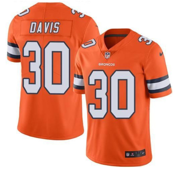 Denver Broncos #30 Terrell Davis Orange Vapor Untouchable Limited Stitched Jersey