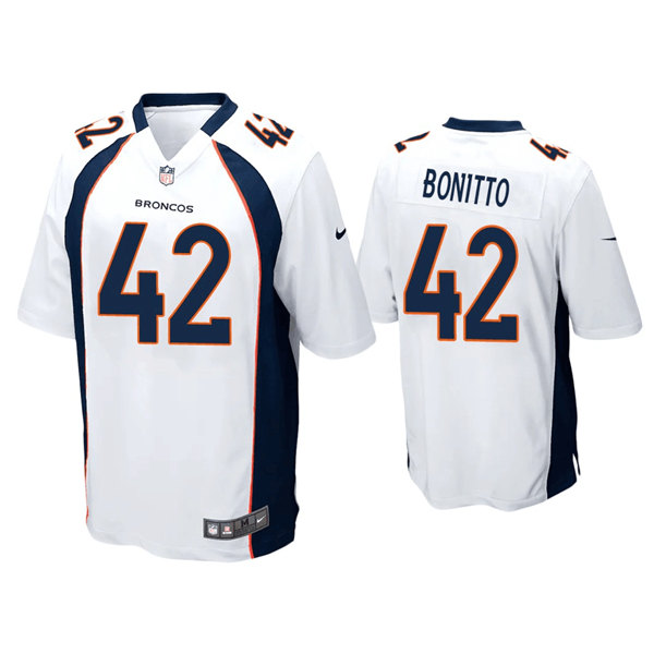 Denver Broncos #42 Nik Bonitto White Game Stitched Jersey