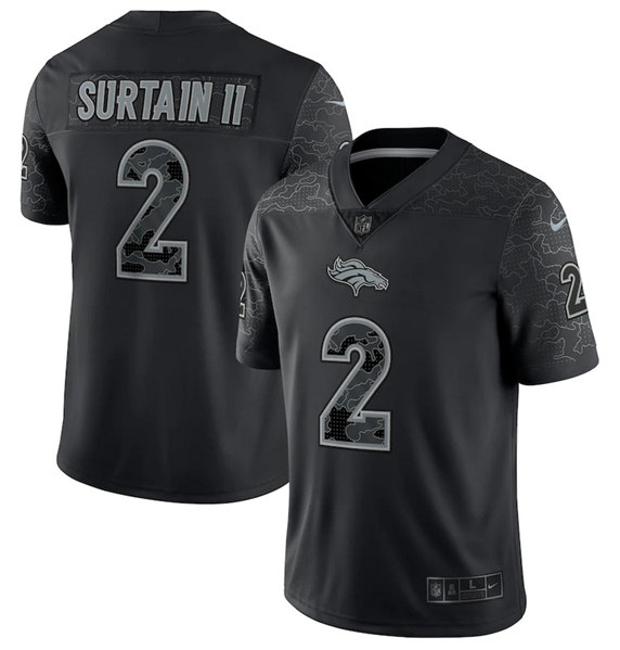 Denver Broncos #2 Patrick Surtain II Black Reflective Limited Stitched Football Jersey