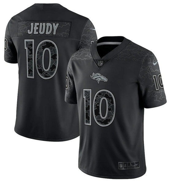 Denver Broncos #10 Jerry Jeudy Black Reflective Limited Stitched Football Jersey