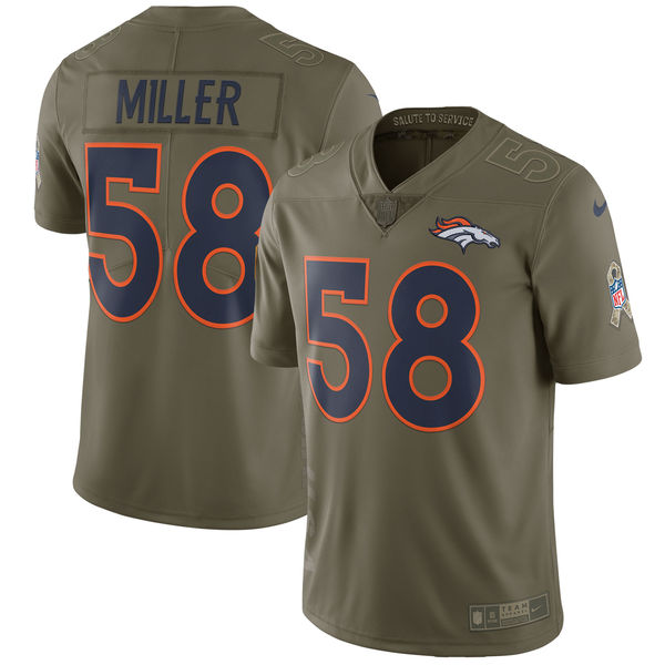 Denver Broncos #58 Von Miller Olive Salute To Service Limited Stitched Nike Jersey