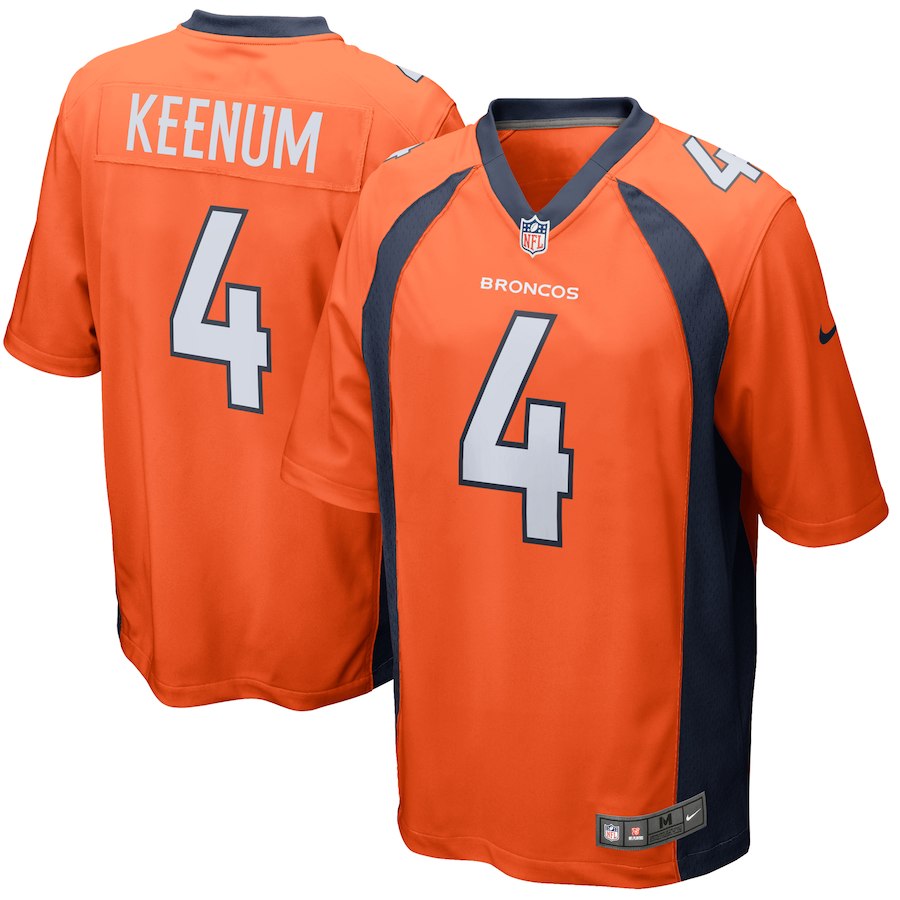 Denver Broncos #4 Case Keenum Orange Game Stitched Jersey