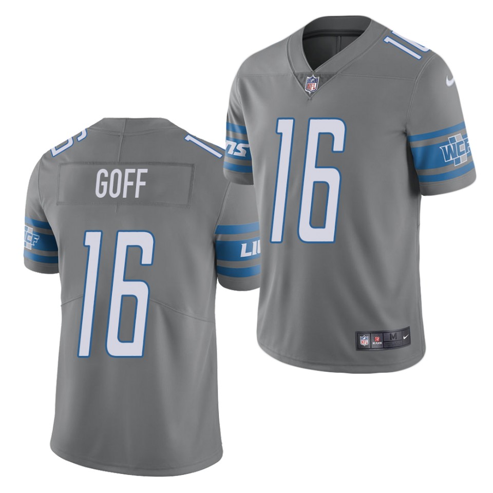 Detroit Lions #16 Jared Goff Grey Color Rush Stitched Jersey