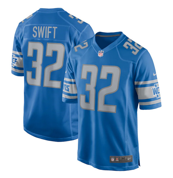 Detroit Lions #32 D'Andre Swift Blue Stitched Jersey