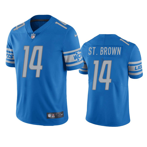 Detroit Lions #14 Amon-Ra St. Brown Blue Vapor Untouchable Limited Stitched Jersey