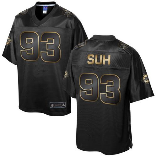 Dolphins #93 Ndamukong Suh Pro Line Black Gold Collection Stitched Game Nike Jersey