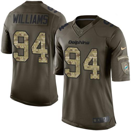 Dolphins #94 Mario Williams Green Stitched Limited Salute To Service Nike Jersey