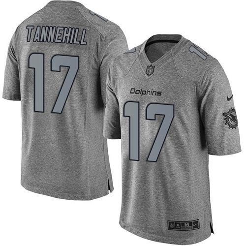 Dolphins #17 Ryan Tannehill Gray Stitched Limited Gridiron Gray Nike Jersey