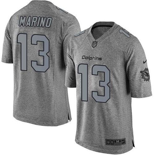 Dolphins #13 Dan Marino Gray Stitched Limited Gridiron Gray Nike Jersey
