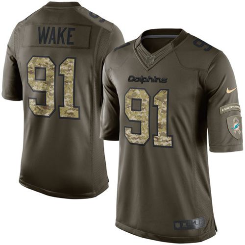 Dolphins #91 Cameron Wake Green Stitched Limited Salute To Service Nike Jersey