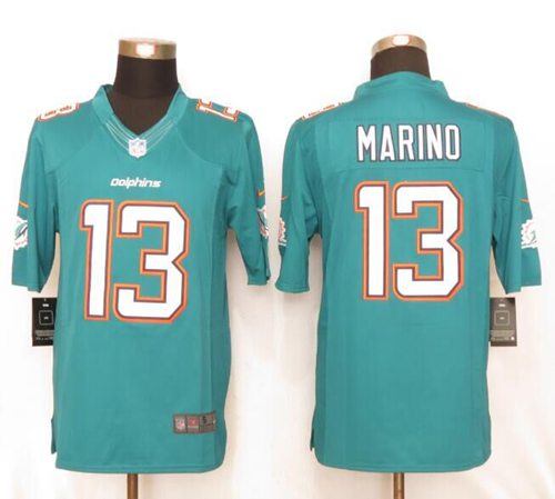 Dolphins #13 Dan Marino Aqua Green Team Color Stitched Limited Nike Jersey