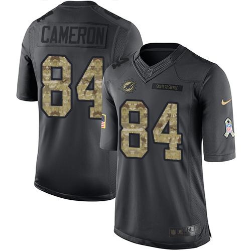 Dolphins #84 Jordan Cameron Black Stitched Limited 2016 Salute To Service Nike Jersey