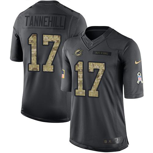 Dolphins #17 Ryan Tannehill Black Stitched Limited 2016 Salute To Service Nike Jersey