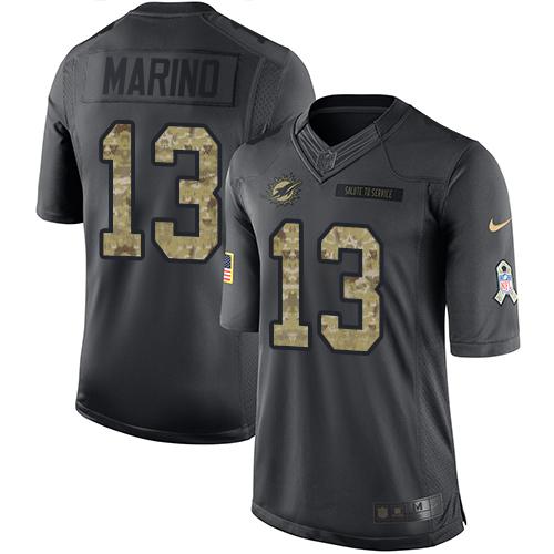 Dolphins #13 Dan Marino Black Stitched Limited 2016 Salute To Service Nike Jersey