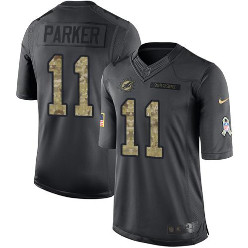 Dolphins #11 DeVante Parker Black Stitched Limited 2016 Salute To Service Nike Jersey