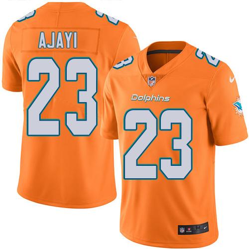 Dolphins #23 Jay Ajayi Orange Stitched Limited Rush Nike Jersey
