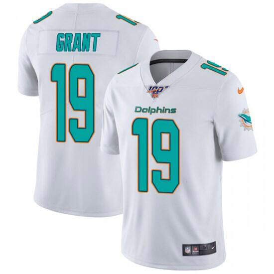 Dolphins #19 Jakeem Grant White 2019 100th Season Vapor Untouchable Limited Stitched Jersey