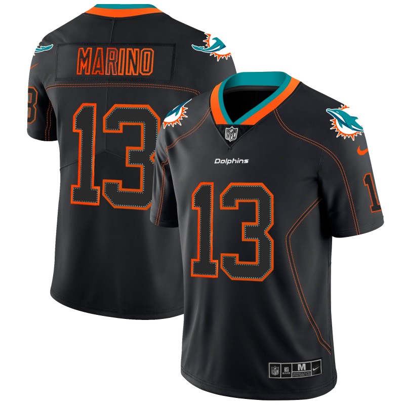 Dolphins #13 Dan Marino Black 2018 Lights Out Color Rush Limited Stitched Jersey