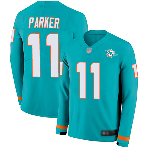 Dolphins #11 DeVante Parker Aqua Stitched Long Sleeve Limited Nike Jersey