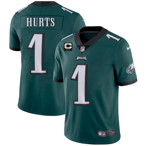 Eagles 2022 #1 Jalen Hurts Green With 2-Star C Patch Vapor Untouchable Limited Stitched Jersey