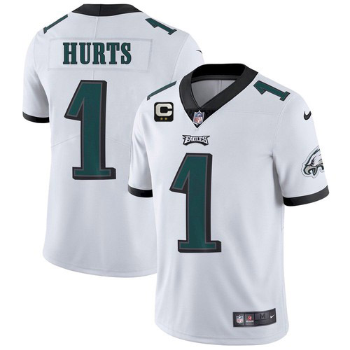 Eagles 2022 #1 Jalen Hurts White With 2-Star C Patch Vapor Untouchable Limited Stitched Jersey