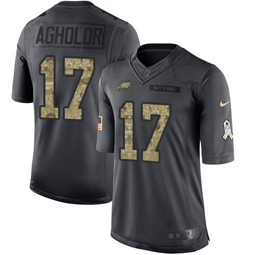 Eagles #17 Nelson Agholor Black Stitched Limited 2016 Salute To Service Nike Jersey