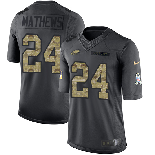 Eagles #24 Ryan Mathews Black Stitched Limited 2016 Salute To Service Nike Jersey