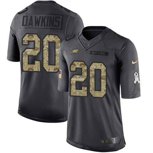 Eagles #20 Brian Dawkins Black Stitched Limited 2016 Salute To Service Nike Jersey