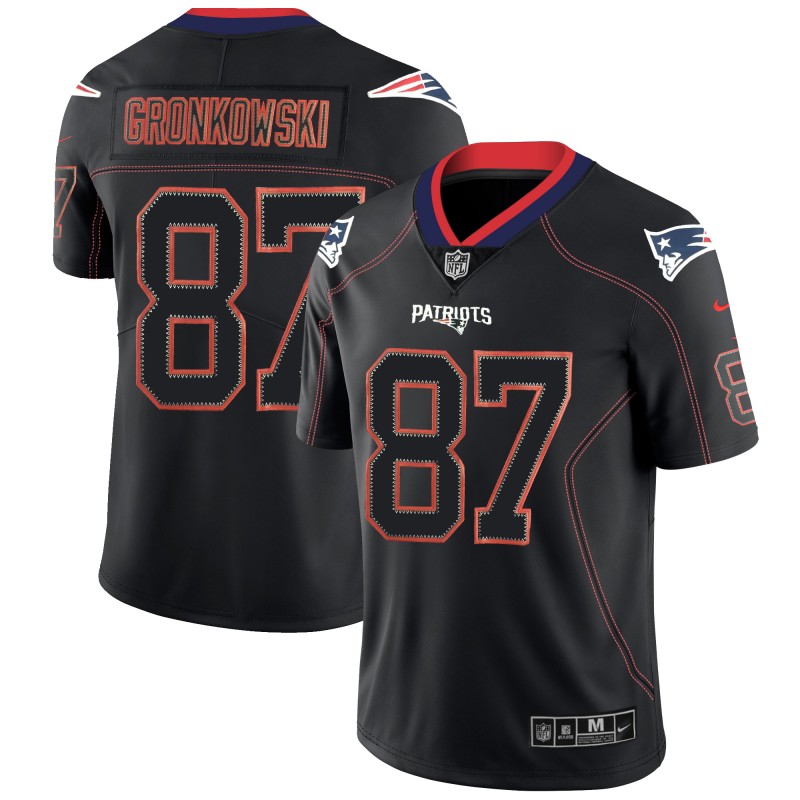 En's Patriots #87 Rob Gronkowski 2018 Lights Out Black Color Rush Limited Jersey