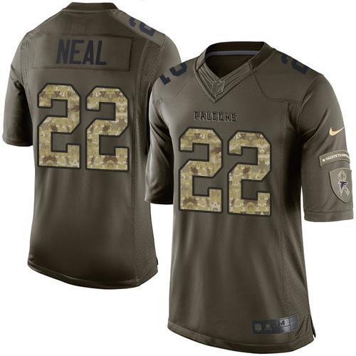 Falcons #22 Keanu Neal Green Stitched Limited Salute To Service Nike Jersey