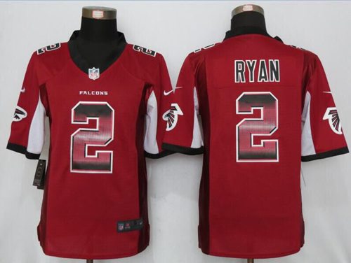 Falcons #2 Matt Ryan Red Team Color Stitched Limited Strobe Nike Jersey