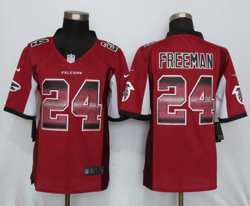 Falcons #24 Devonta Freeman Red Team Color Stitched Limited Strobe Nike Jersey