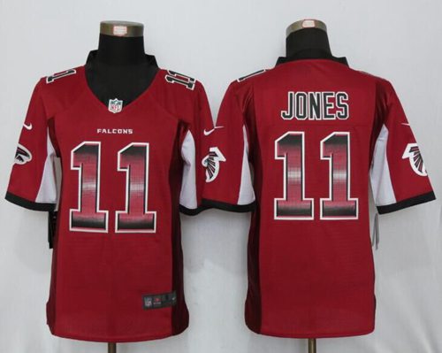 Falcons #11 Julio Jones Red Team Color Stitched Limited Strobe Nike Jersey