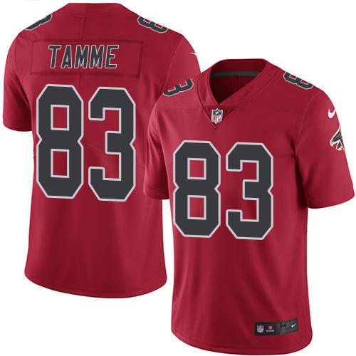 Falcons #83 Jacob Tamme Red Stitched Limited Rush Nike Jersey