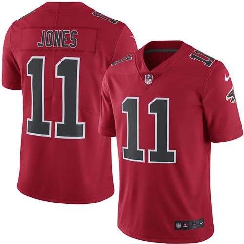 Falcons #11 Julio Jones Red Stitched Limited Rush Nike Jersey