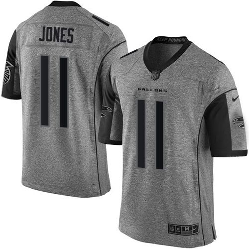 Falcons #11 Julio Jones Gray Stitched Limited Gridiron Gray Nike Jersey