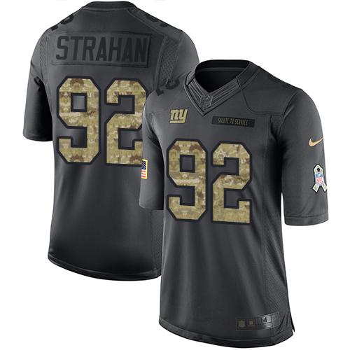 Giants #92 Michael Strahan Black Stitched Limited 2016 Salute To Service Nike Jersey