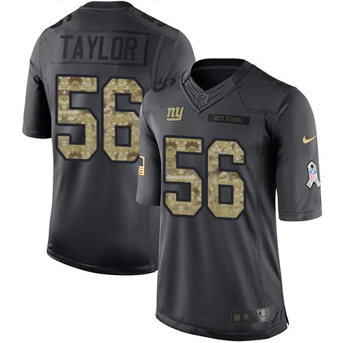 Giants #56 Lawrence Taylor Black Stitched Limited 2016 Salute To Service Nike Jersey