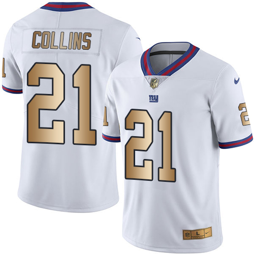 Giants #21 Landon Collins White Stitched Limited Gold Rush Nike Jersey