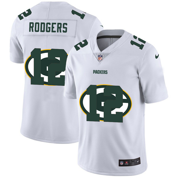 Green Bay Packers #12 Aaron Rodgers White Stitched Jersey