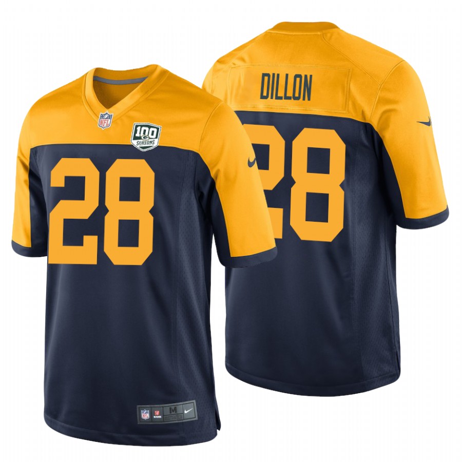 Green Bay Packers #28 AJ Dillon Navy Stitched Jersey