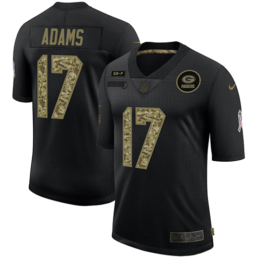 Green Bay Packers #17 Davante Adams 2020 Black Camo Salute To Service Limited Stitched Jersey