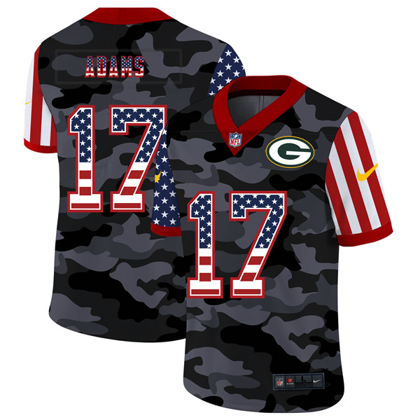 Green Bay Packers #17 Davante Adams 2020 Camo USA Flag Limited Stitched Jersey