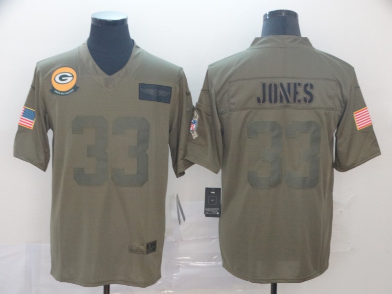 Green Bay Packers #33 Aaron Jones 2019 Camo Salute To Service Limited Stitched Jersey