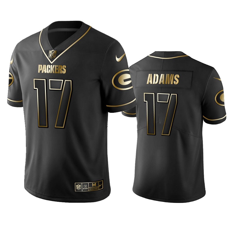 Green Bay Packers #17 Davante Adams Black 2019 Golden Edition Limited Stitched Jersey